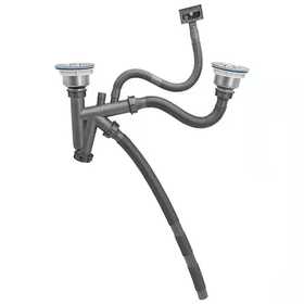 KX-07/双槽下水器套装/2水槽下水器+40管+溢水管/拉丝