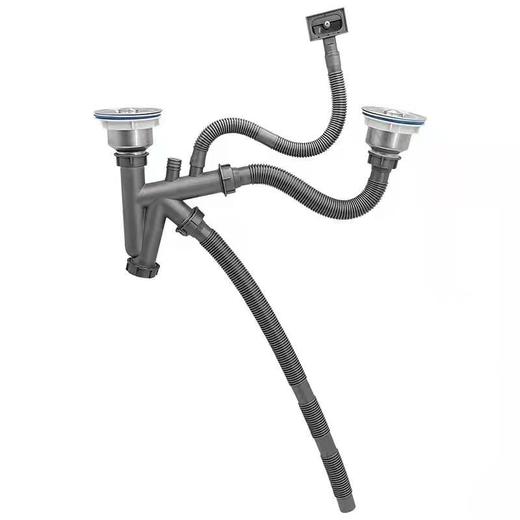 KX-08/双槽下水器套装/2水槽下水器+50管+溢水管/拉丝 商品图0
