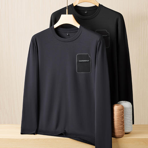 【新款DPF】大依优型大码长袖T恤圆领休闲加肥加大上衣男士胖子体恤打底 商品图0