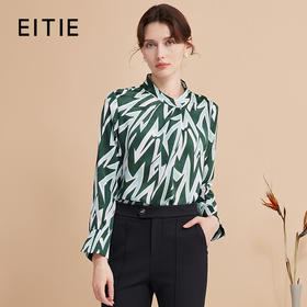 EITIE爱特爱秋季新款修身显瘦百搭印花小上衣7513208