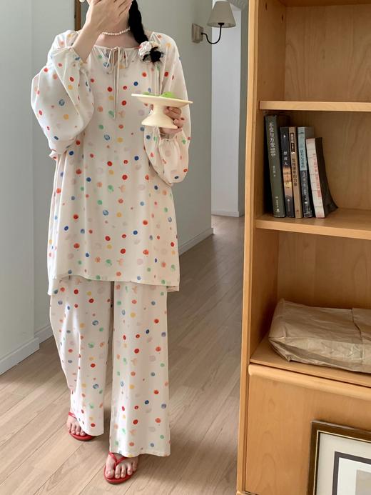 【E选好物】睡衣多巴胺春夏秋季复古风大码多色家居休闲服装可外穿女装-E24082801（下单后5-7天发货） 商品图8