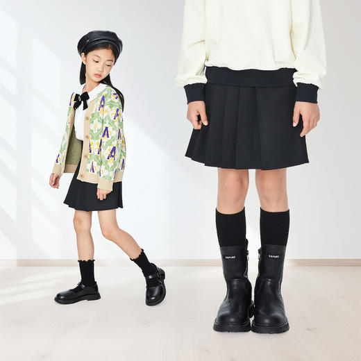 【实体店同款】女童学院风西装百褶裙半身裙2023年秋季新款安奈儿童装AG333650 商品图1