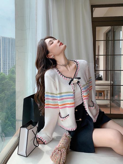 张心子【美少女学院】甜美减龄小香风针织短款外套女秋季新款开衫 U2408075 商品图2