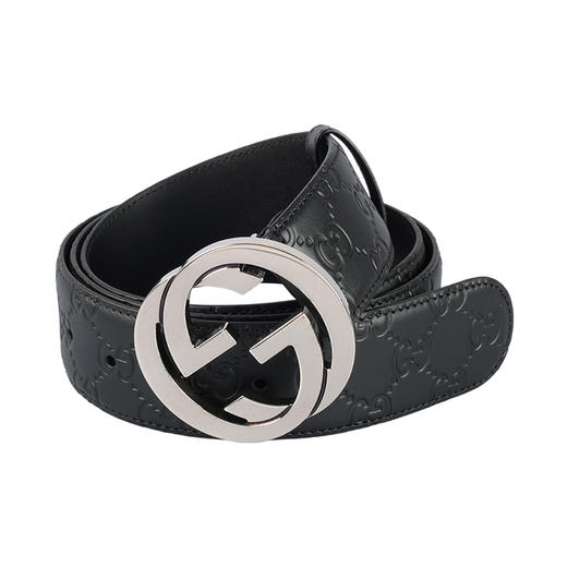 Gucci 古驰男士皮革印压双G logo真皮腰带12043 商品图0