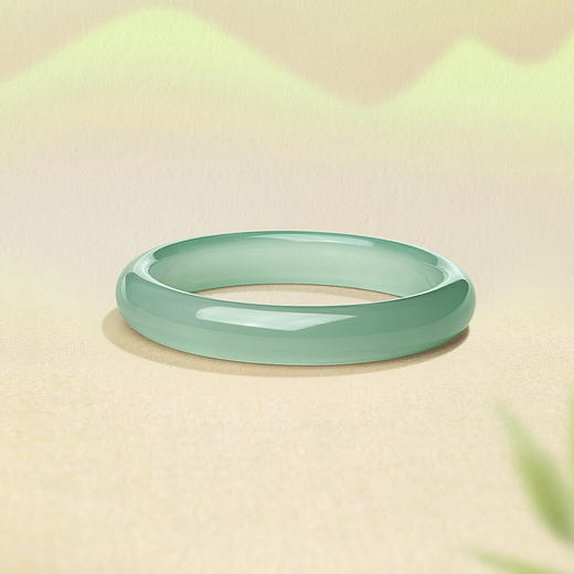 周六福油青浅青玉髓手镯宽条新中式国风送女友节日礼物 商品图3