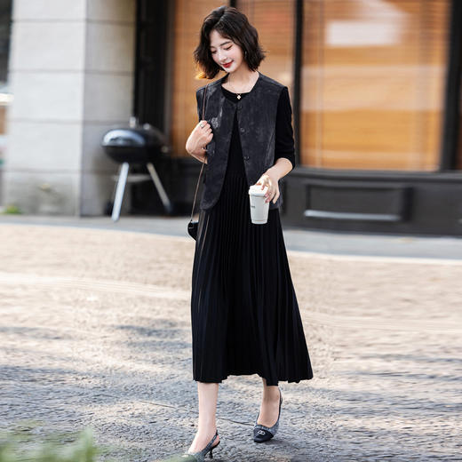 时尚气质套装，安哥拉红系列连衣裙马甲HR-YF9678 商品图3