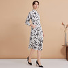 EITIE爱特爱秋款新品显瘦高腰舒适印花复古连衣裙7507216 商品缩略图1