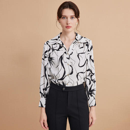 EITIE爱特爱秋季新款通勤显瘦百搭短上衣衬衣7509210 商品图3