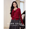【年终特卖】熙世界学院风复古红色针织外套短款圆领麻花毛衣开衫2025秋新款 商品缩略图1