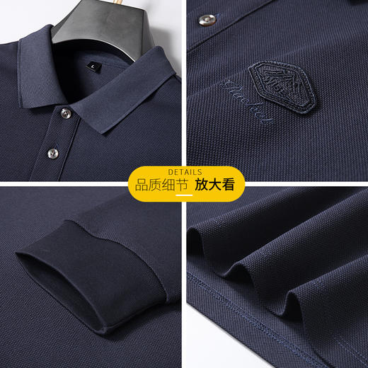 【双股丝光长绒棉】【100%棉】【新款DK】大依优型大码长袖Polo衫翻领纯棉男士加肥加大休闲大码男装宽松长袖体恤上衣 商品图2