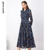 皮尔卡丹女装连衣裙春秋蓝花色V领中长款碎花大摆裙P3336E3928N3
 商品缩略图1