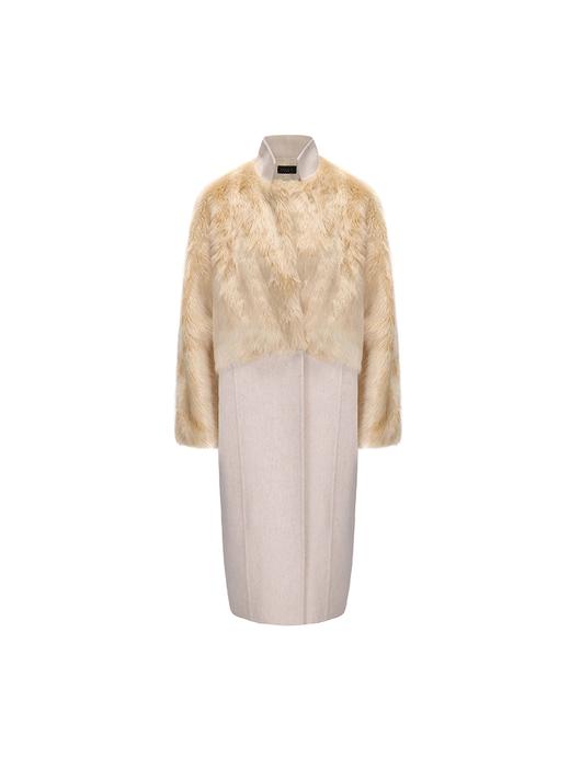 【融化雪山】仿皮草拼接长款绵羊毛大衣 商品图4