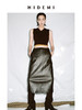 HIDEMI 甄选复古水洗擦色感环保蛋白皮H型极简半身裙皮裙 商品缩略图0