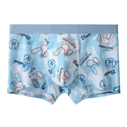 夏季冰丝男士内裤抗菌潮流印花无痕平角蚕丝里裆5A抗菌四角裤批发 商品图4