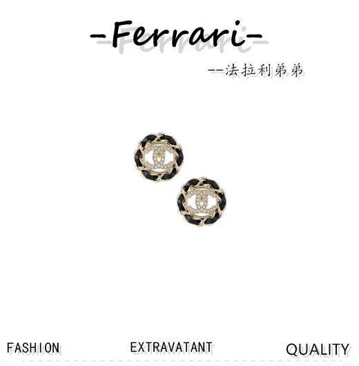 香奶奶   新款小羊毛穿皮镶钻圆形耳钉 商品图0