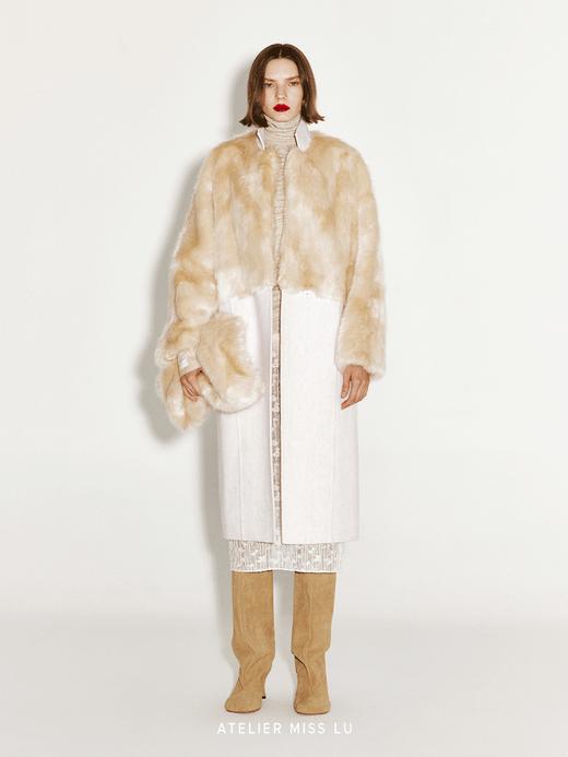 【融化雪山】仿皮草拼接长款绵羊毛大衣 商品图0