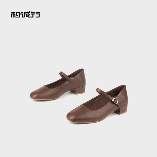 和诚行 2024秋冬新款法式复古时尚浅口单鞋女方头中跟单鞋1580156 商品图2