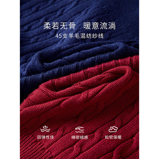 【年终特卖】熙世界学院风复古红色针织外套短款圆领麻花毛衣开衫2025秋新款 商品图4