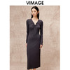 VIMAGE纬漫纪气质女神风弹力垂坠显瘦长款修身连衣裙秋季新款V2207819 商品缩略图3