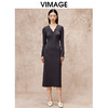 VIMAGE纬漫纪气质女神风弹力垂坠显瘦长款修身连衣裙秋季新款V2207819 商品缩略图5