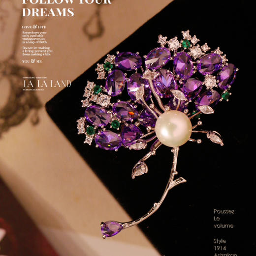 甄珠贝 24F/W 【秘境蝶生】vintage高定古典风系列胸针 极光淡水珍珠《蒲公英》 商品图0