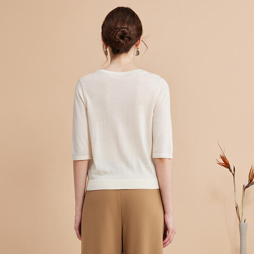 EITIE爱特爱秋季新款网纱拼接黑色修身显瘦百搭针织衫7501201 商品图13