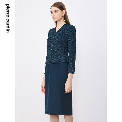 皮尔卡丹女装连衣裙拼接淑女显瘦通勤假两件连衣裙P3318E3828G0 商品图1