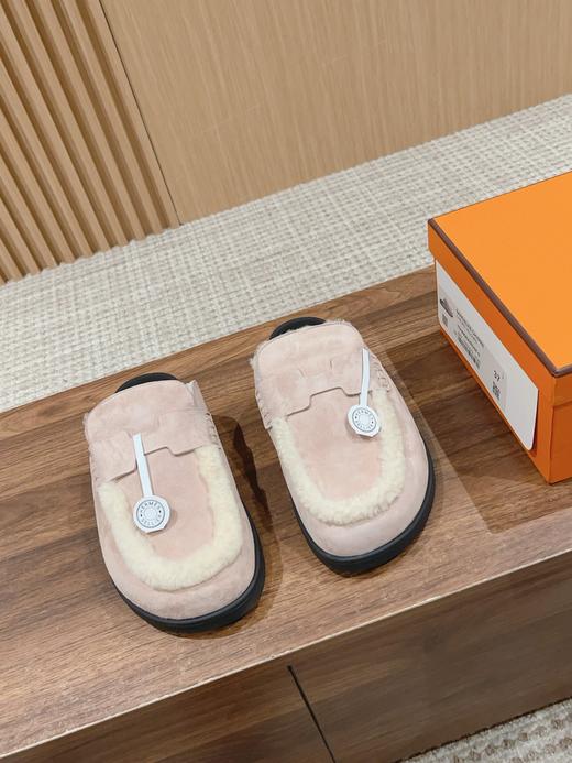 * 爱*仕2023情侣款勃肯毛毛拖 麂皮搭配羊羔绒 (HD) 商品图2