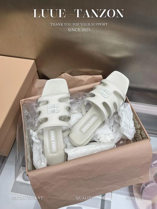 【全新发售】缪家*2023ss春夏新款平底皱小羊皮凉鞋拖鞋 商品图1