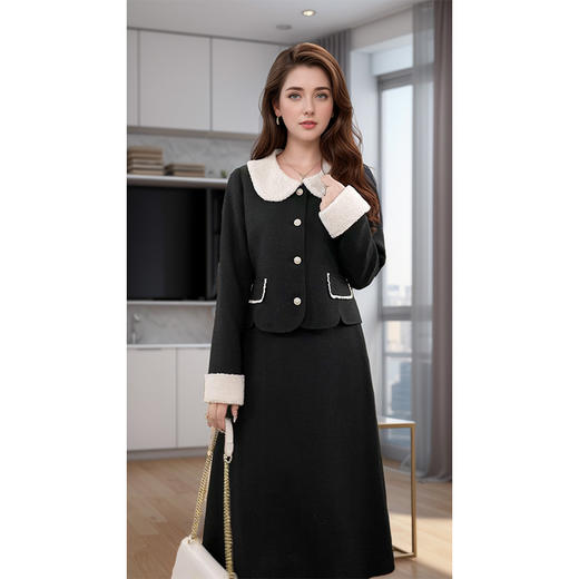 9/1奢姿大码女装2024秋冬减龄娃娃领小香风两件套胖妹妹简约时尚套装9944926031 商品图2