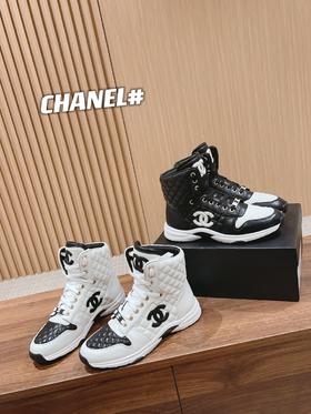 Chan*l 小香23A新款 全皮 熊猫配色 菱格小白鞋 休闲运动鞋（DH）