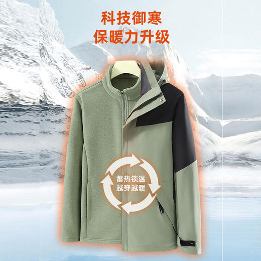 积能三合一冲保暖锋衣男女可拆卸内胆拼色防风加厚跑步户外服 商品图4