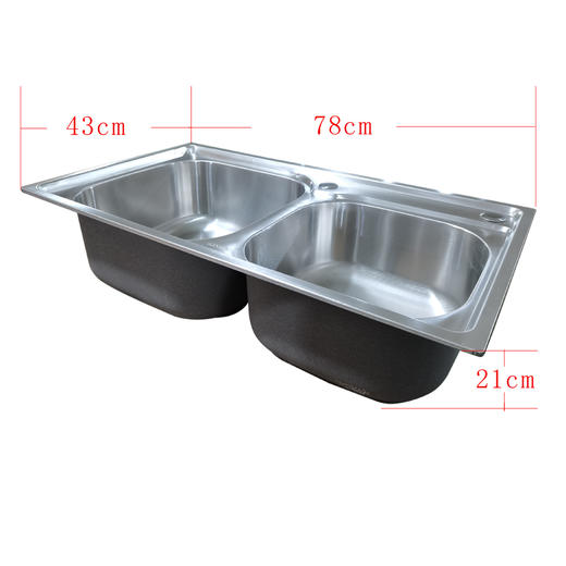 双槽不锈钢水槽/KSC-03/78*43cm/SUS201拉丝 商品图1