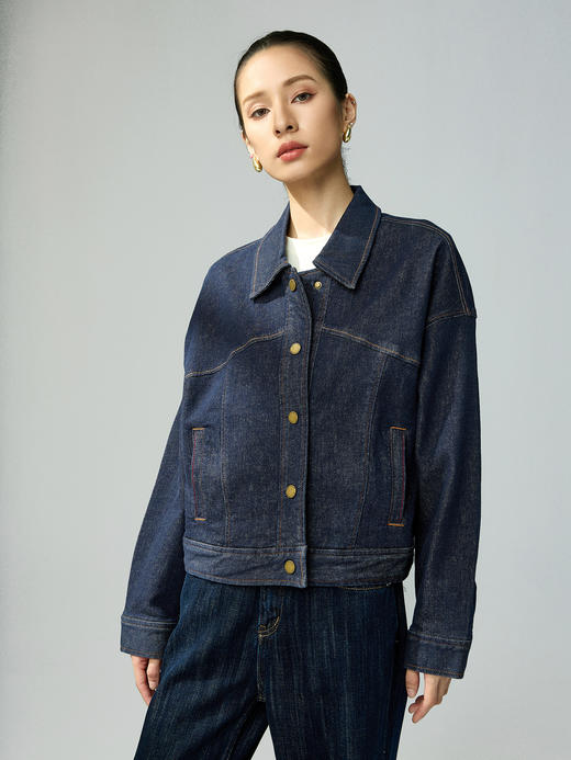 【E】稚佑||复古宽松方肩廓形百搭牛仔外套-丹宁秘境 商品图1