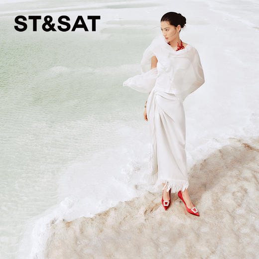 星期六优雅尖头水晶方扣细高跟SSC3111106 商品图3