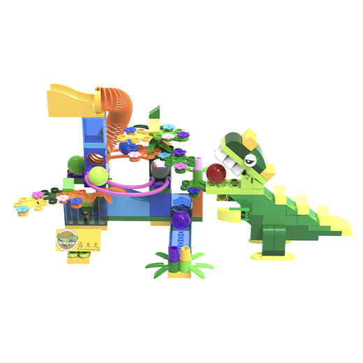 【来思考 来创造 可自由拼搭“翻滚”德式积木】德斯徕缤纷彩虹轨道乐园 炫彩滚珠积木 拼装百变小狗滑道/孔雀造型 激发更多创造力 商品图11