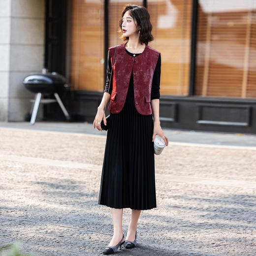 时尚气质套装，安哥拉红系列连衣裙马甲HR-YF9678 商品图2