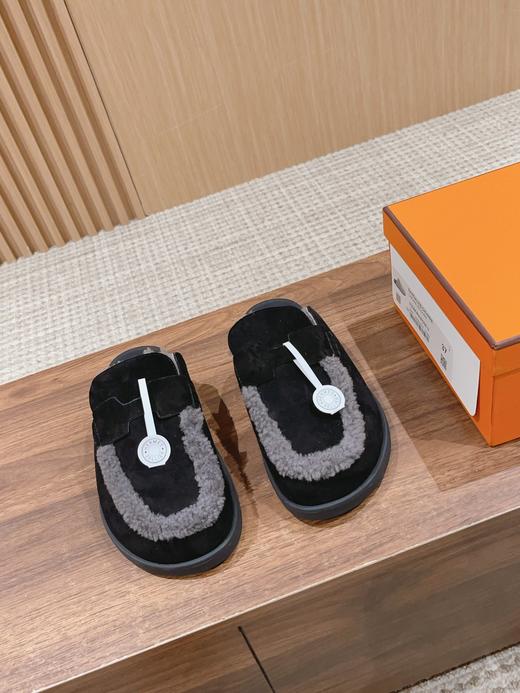* 爱*仕2023情侣款勃肯毛毛拖 麂皮搭配羊羔绒 (HD) 商品图5