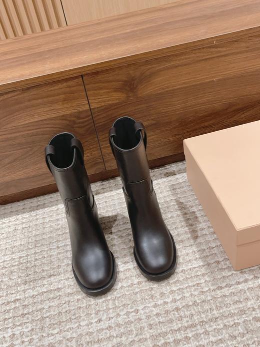 谬爱   英伦简约风机车靴粗跟圆头靴 商品图2