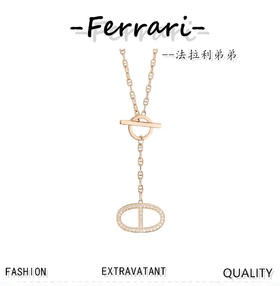 【全新到货】H家 满钻猪鼻双面流苏项链OT扣