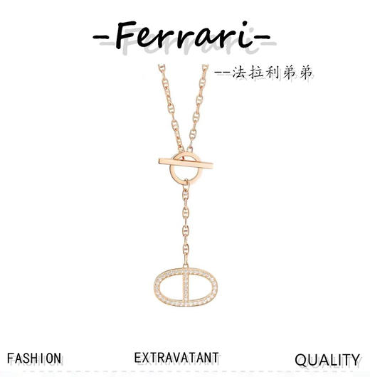 【全新到货】H家 满钻猪鼻双面流苏项链OT扣 商品图0