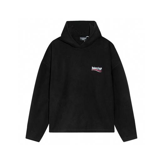 BALENCI*GA 巴黎**家新款摇粒绒海浪可乐刺绣连帽卫衣（Y*BG） 商品图0