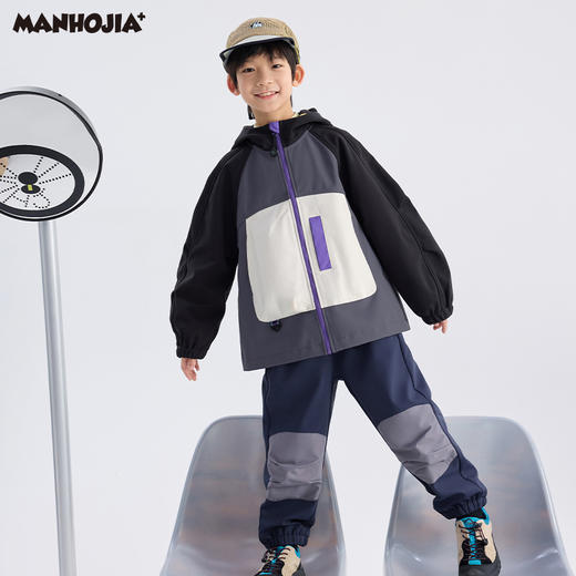 漫画家潮童装24秋冬新款户外加绒软壳户外抗风男童女童暖壳衣外套 商品图4