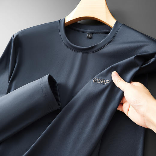 【Q】【冰丝】【新款DPF】大依优型大码长袖T恤圆领休闲加肥加大上衣男士胖子体恤打底 商品图6