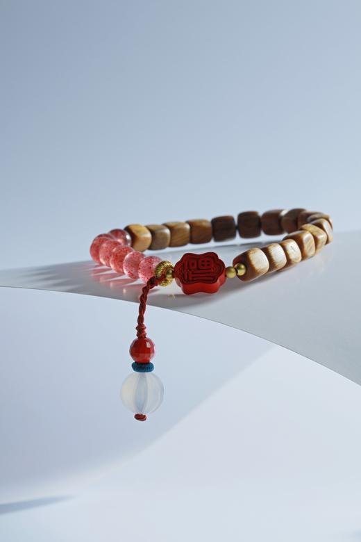 LT0016°绿檀四方来财珠|粉草莓南瓜手链手串 商品图3