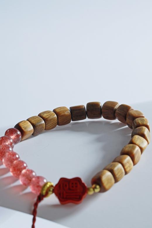 LT0016°绿檀四方来财珠|粉草莓南瓜手链手串 商品图4