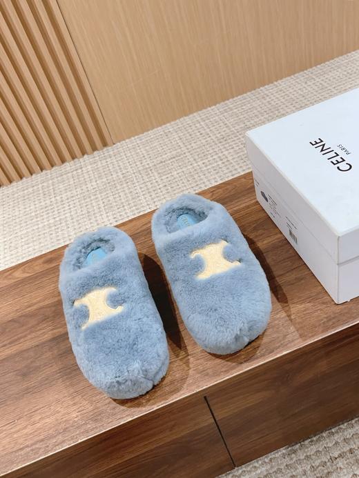 * 凯旋门 2023新款冬秋?羊羔毛毛穿外?百搭厚底内高增?一脚懒蹬?人包头穆勒拖鞋（HD） 商品图2