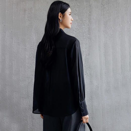 玳莎刺绣宽克夫袖衬衫女士2024年秋季新款通勤简约宽松天丝上衣  EC31304 商品图3
