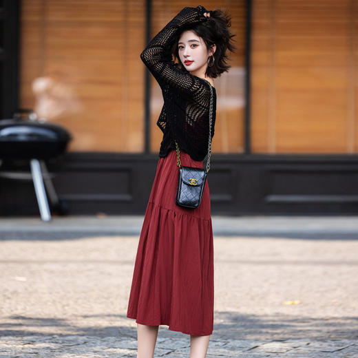 新品针织衫吊带连衣裙套装，显瘦女人味百搭裙HR-YF9682 商品图4