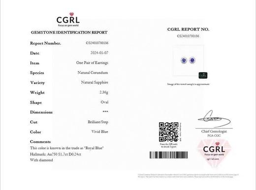 1.7ct 蓝宝石耳钉 商品图5